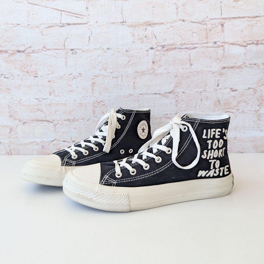 White High-Top Sneakers with Gray Lining - Picture 2 of 9